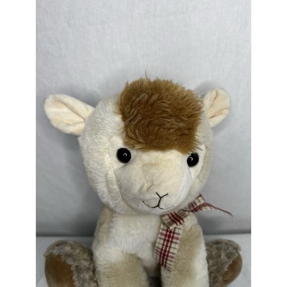 Fuzzy Lamb Llama Off White Stuffed Animal, Tan Plush 12” Tall - Picture 2 of 10